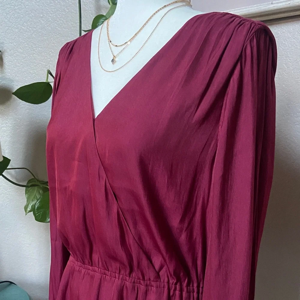 Sale! Banana Republic Deep Red Silky Wrap Blouse. Size S. NWT - Picture 2 of 11